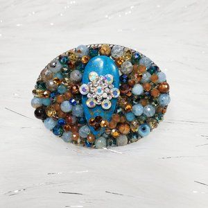 Turquoise Multi Silver Crystal Bling Buckle!